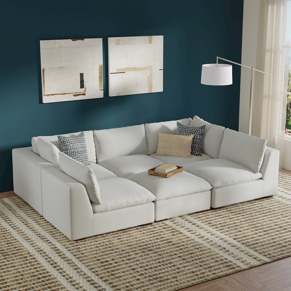 Jasmine Pit Sectional Modular Sofa In Velvety Chenille Performance Fabric. Picture 5