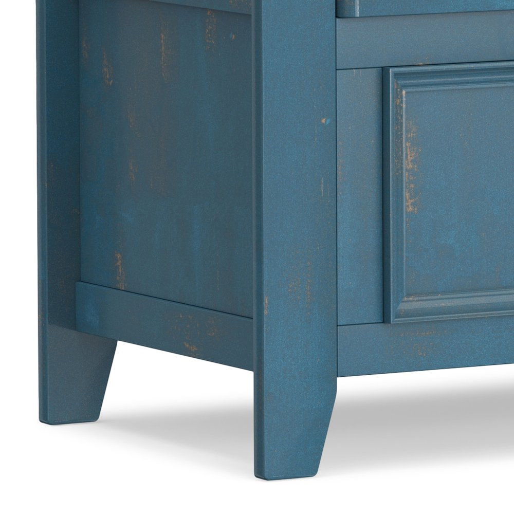 48 inch Wide Solid Wood Transitional Entryway Bench in Distressed Coastal Blue. Picture 6