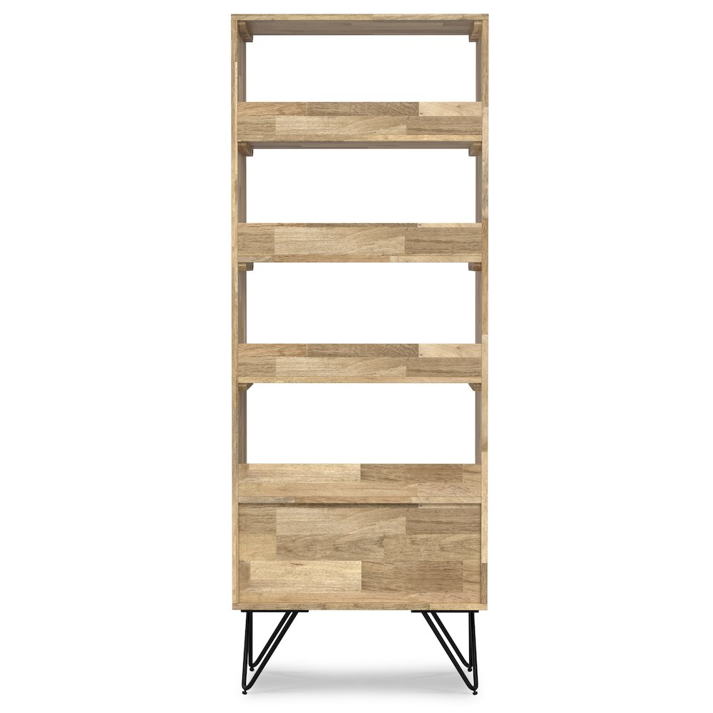 Hunter Solid Mango Wood Tall Bookcase In Natural. Picture 4