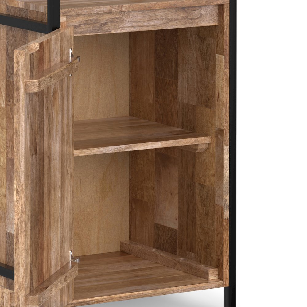 Kelsey SOLID MANGO WOOD Narrow Bookshelf with Cabinet in Natural. Picture 9