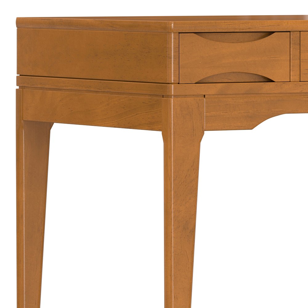48 inch Wide Solid Hardwood Mid-Century Modern Small Desk in Light Golden Brown. Picture 2