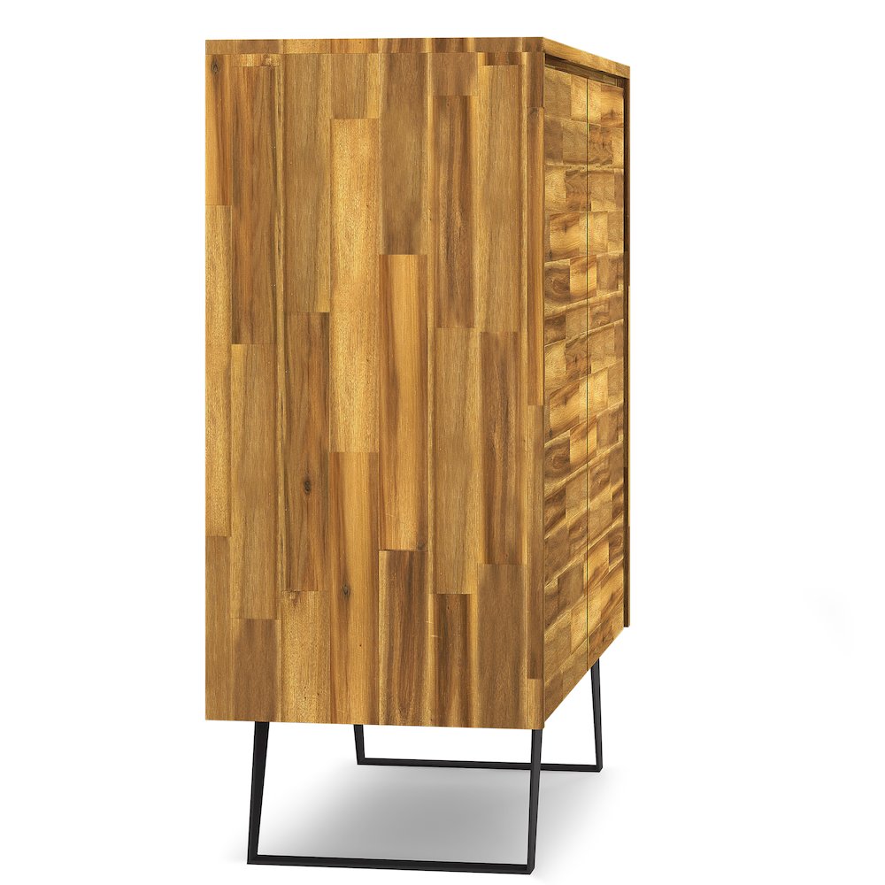 Lowry Solid Acacia Wood Medium Storage Cabinet In Distressed Golden Wheat. Picture 3