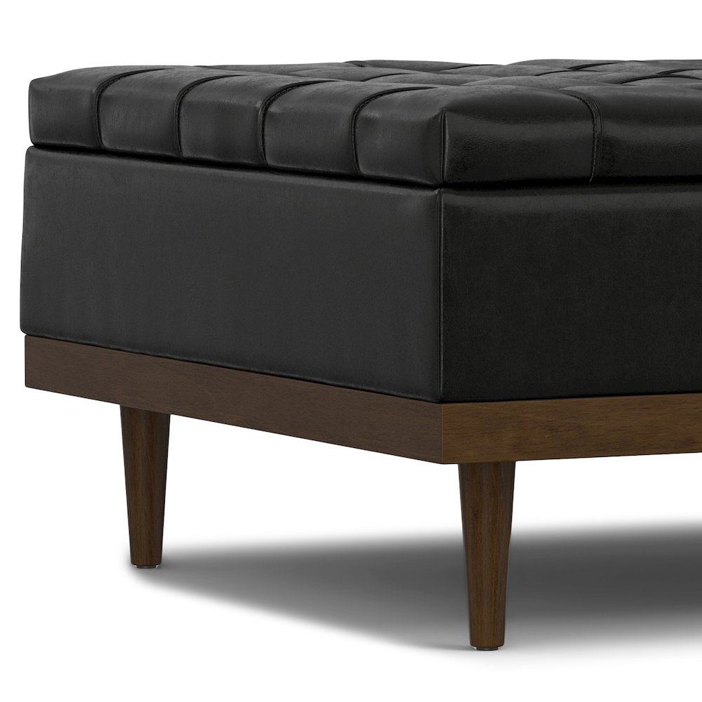 Mariah Lift Top Table Storage Ottoman in Midnight Black PU Black faux leather. Picture 9