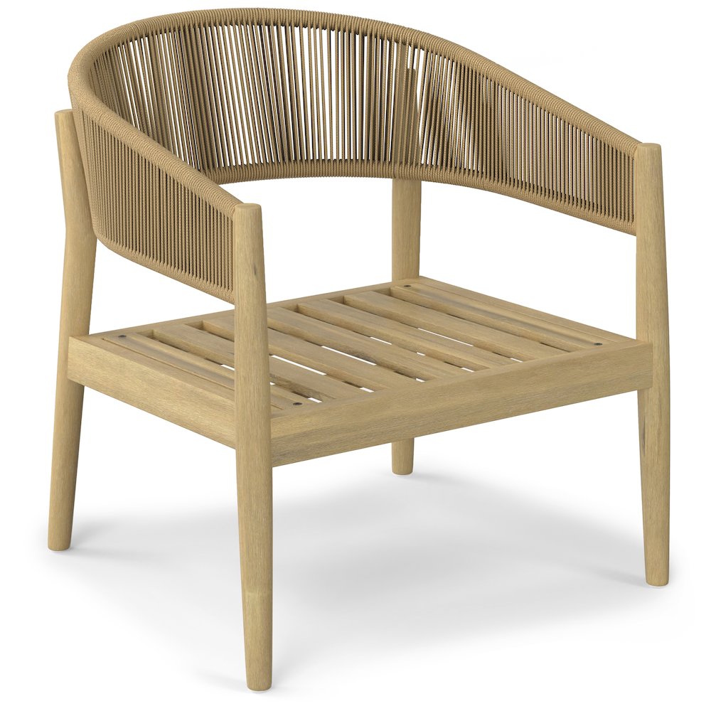 Bayshore Solid Acacia Wood Outdoor Conversation Chair (Set Of 2) In Natural. Picture 3