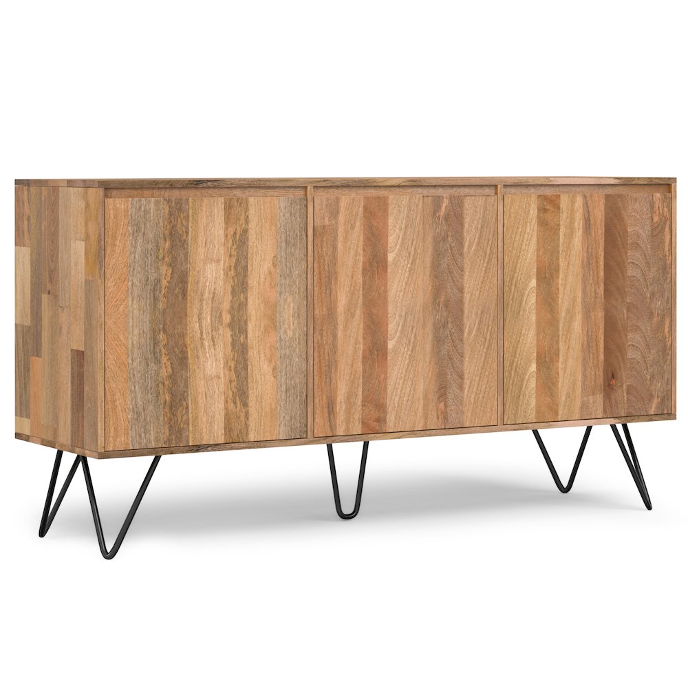 Hunter Solid Mango Wood 3 Door Sideboard Buffet In Natural. Picture 1