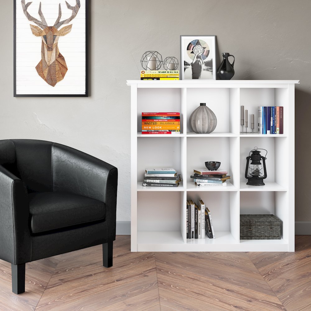 Artisan Solid Wood 9 Cube Bookcase And Storage Unit In White. Picture 5