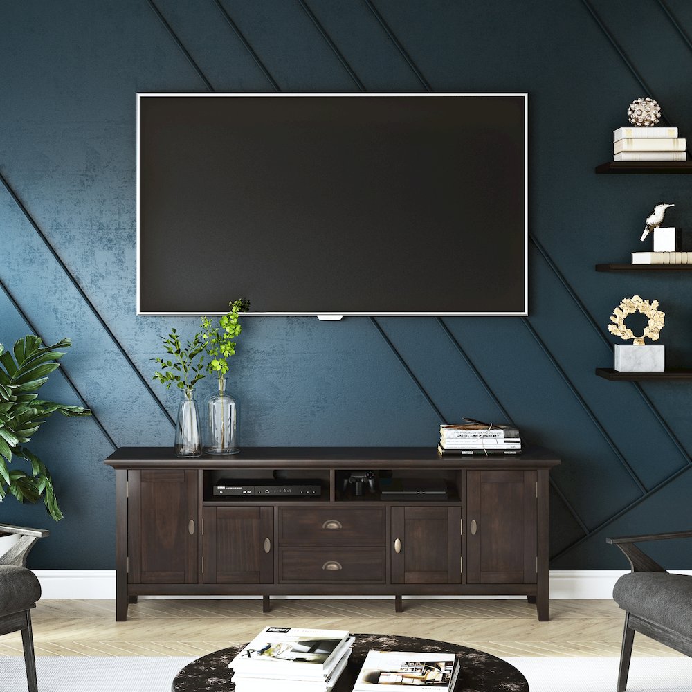 72 Inch Tv Media Stand In Brunette Brown For Tvs Up To 80 Inches. Picture 5