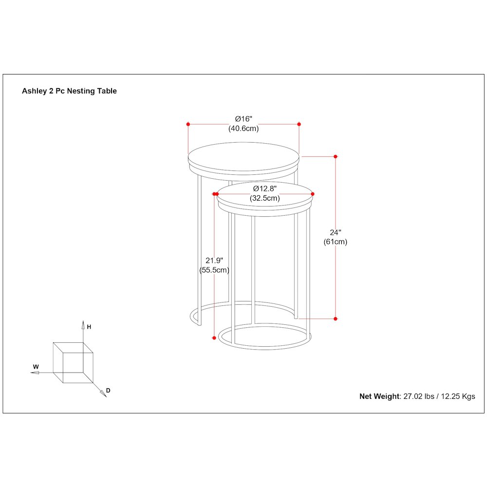 Ashley 2 Pc Nesting Table In Gold. Picture 5