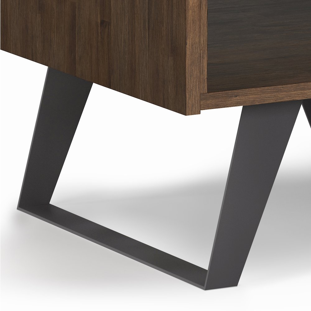 Lowry Solid Acacia Wood End Table In Rustic Natural Aged Brown. Picture 4