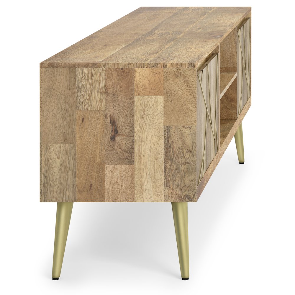 Jager Solid Mango Wood Tv Media Stand In Natural For Tvs Up To 65 Inches. Picture 3