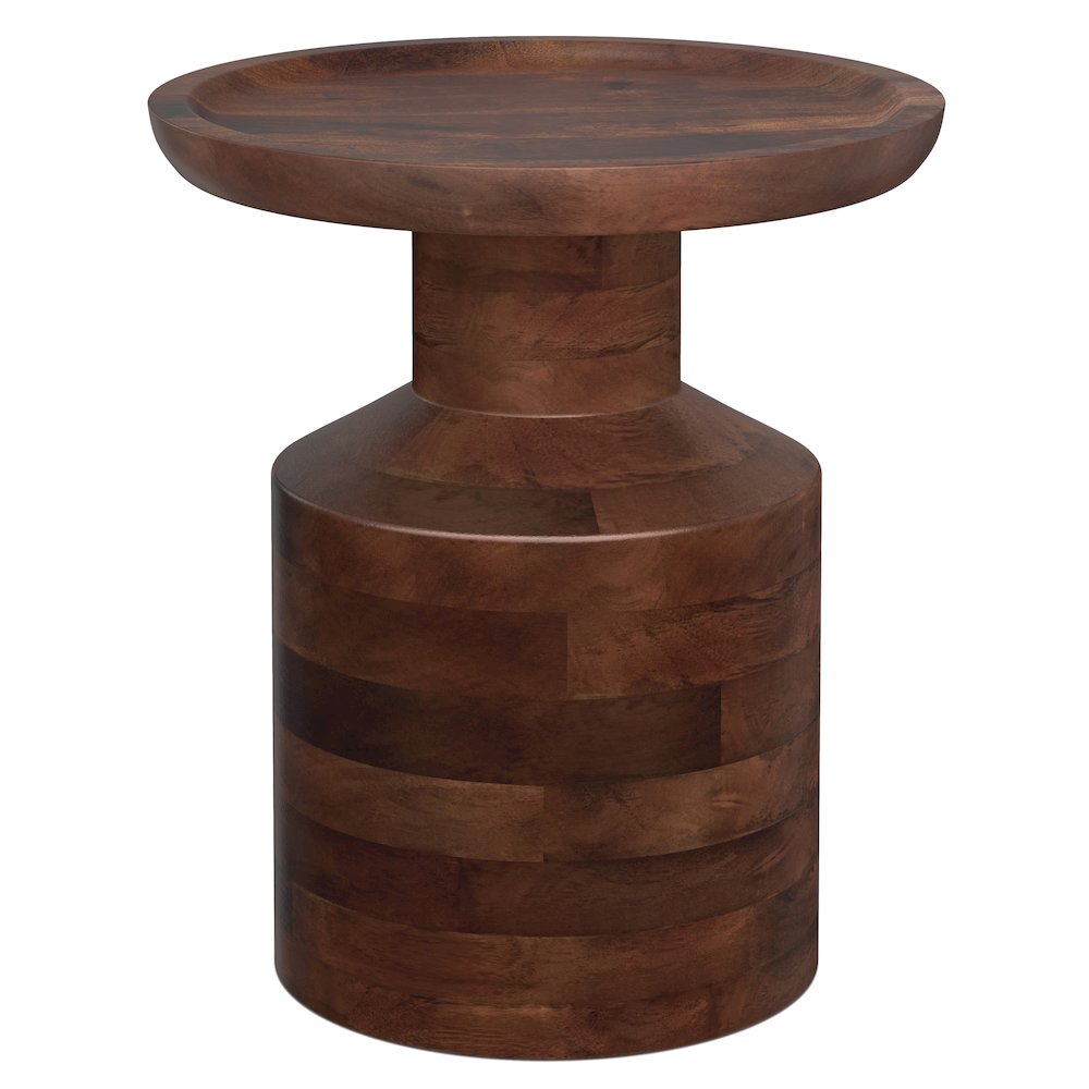 Haynes 16 inch Wide Solid Mango Boho Accent Table in Dark Brown, Assembled. Picture 1
