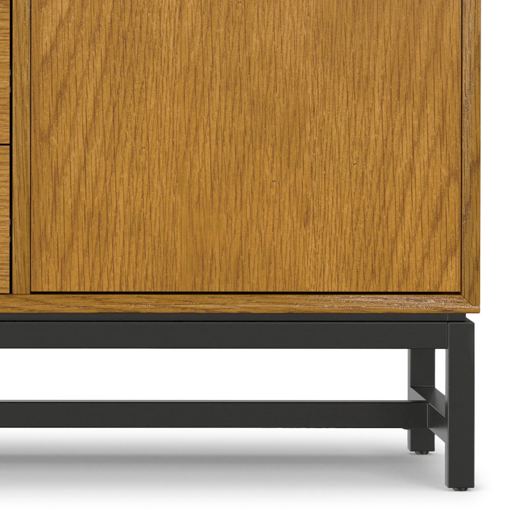 And Metal Rectangle Industrial Sideboard With Centre Drawers In Oak Veneer. Picture 3