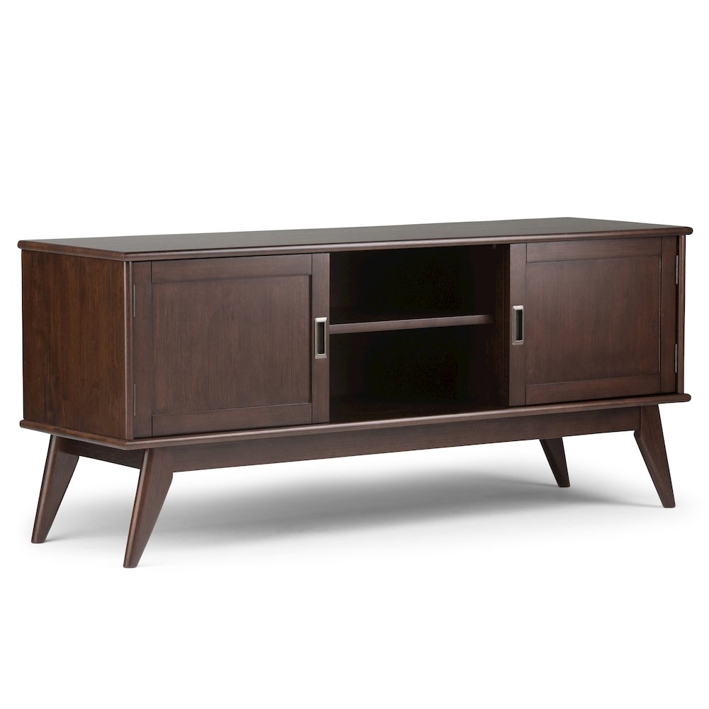 60"W TV Stand with Two 22"W Bookcases in Medium Auburn Brown (Set of 3). Picture 2