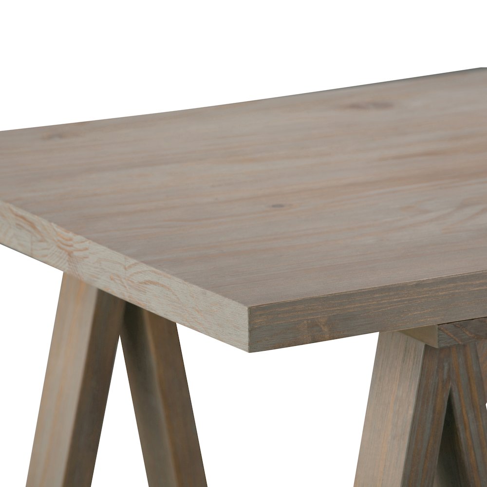 Solid Wood Modern Industrial 56 Inch Wide Writing Desk In Distressed Grey. Picture 2
