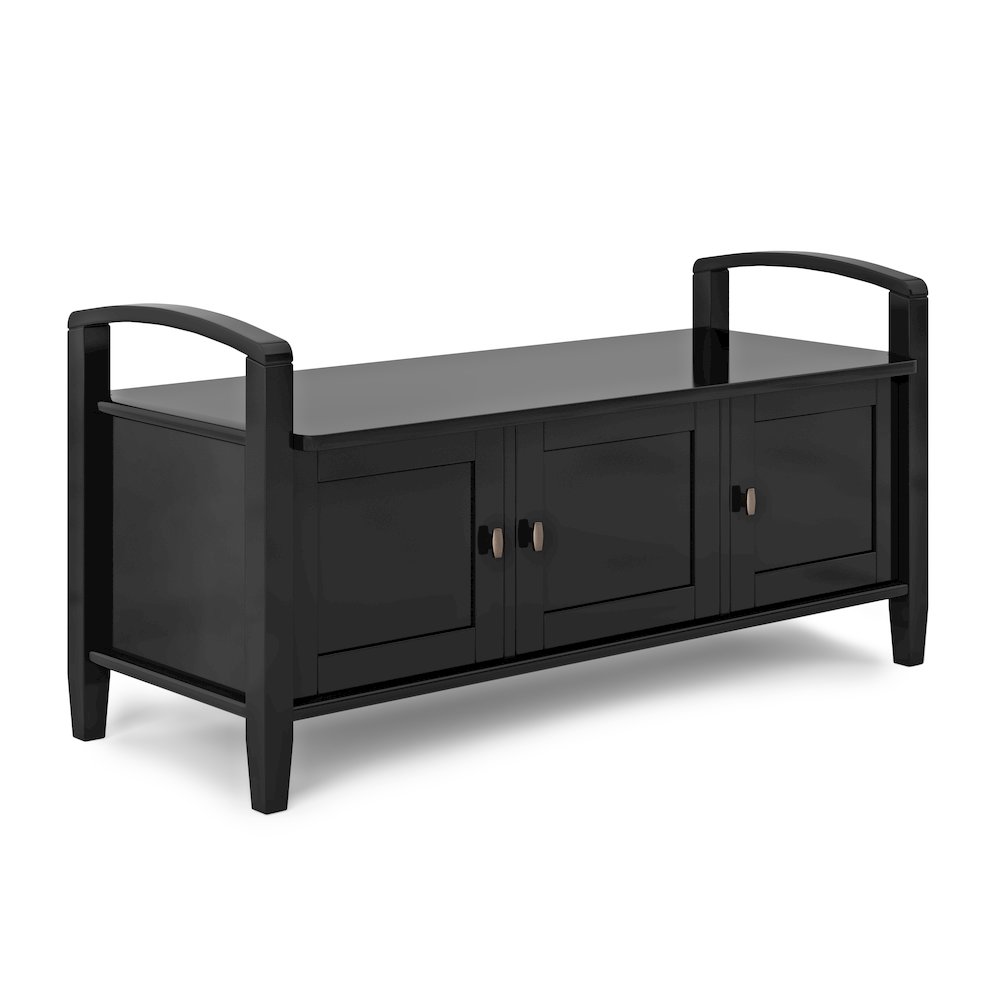 Warm Shaker Solid Wood Entryway Storage Bench In Black. Picture 1