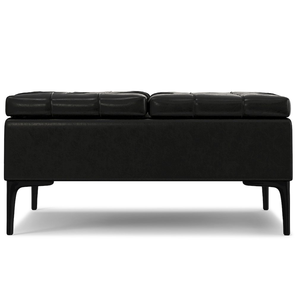 Laura Mid Century Lift Top Storage Ottoman in Midnight Black Vegan Faux Leather. Picture 4
