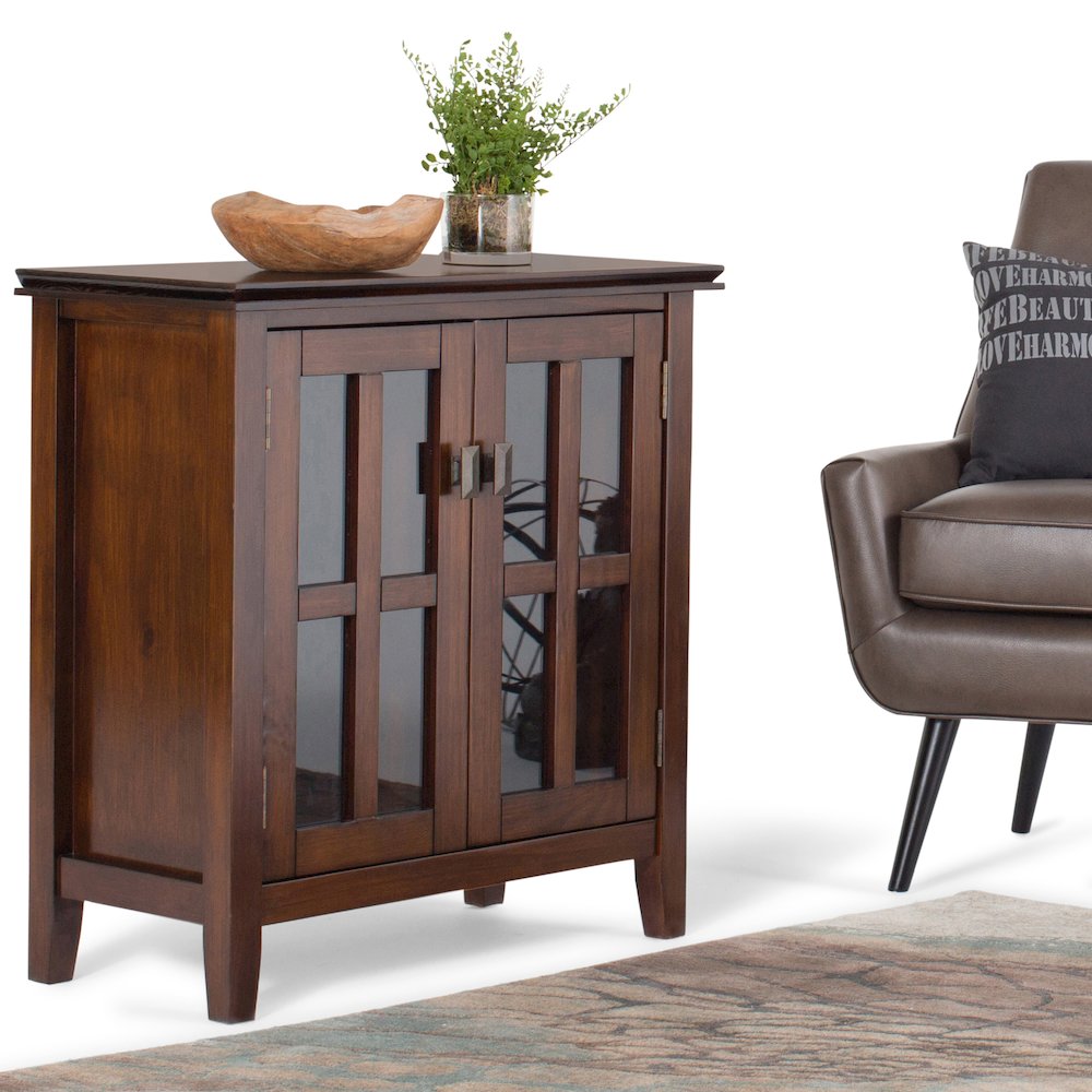 Artisan Solid Wood Low Storage Cabinet In Russet Brown. Picture 5