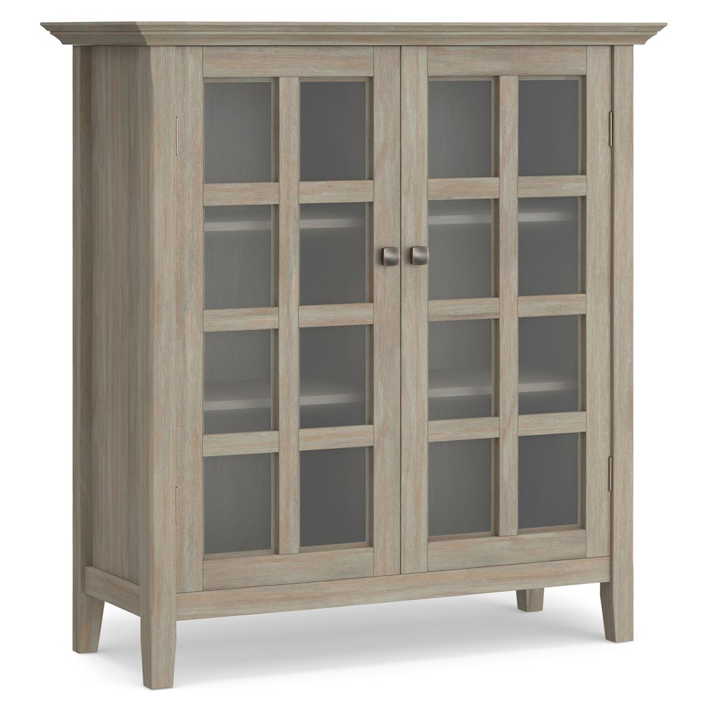Acadian Solid Wood Medium Storage Cabinet In Distressed Grey. Picture 1