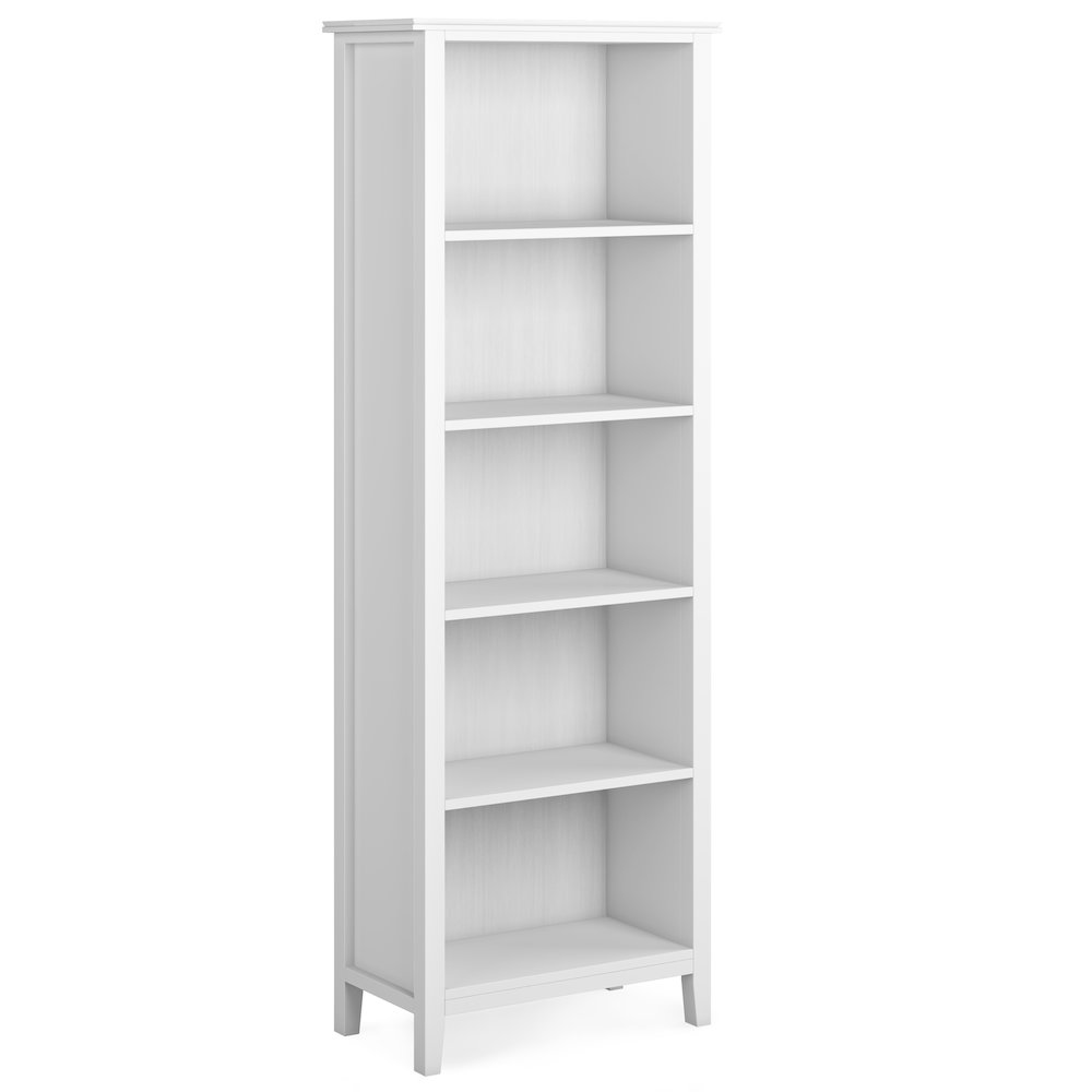 Artisan Solid Wood 5 Shelf Bookcase In White. Picture 1