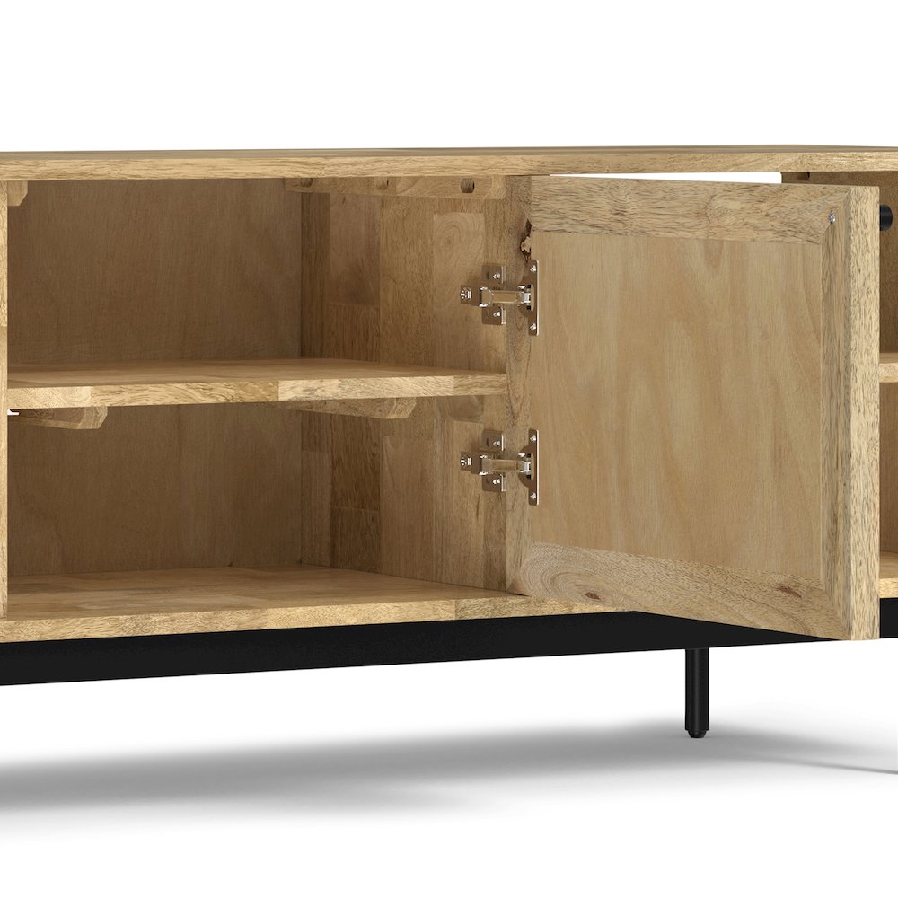 Reeves Solid Mango Wood Tv Media Stand In Natural For Tvs Up To 65 Inches. Picture 4