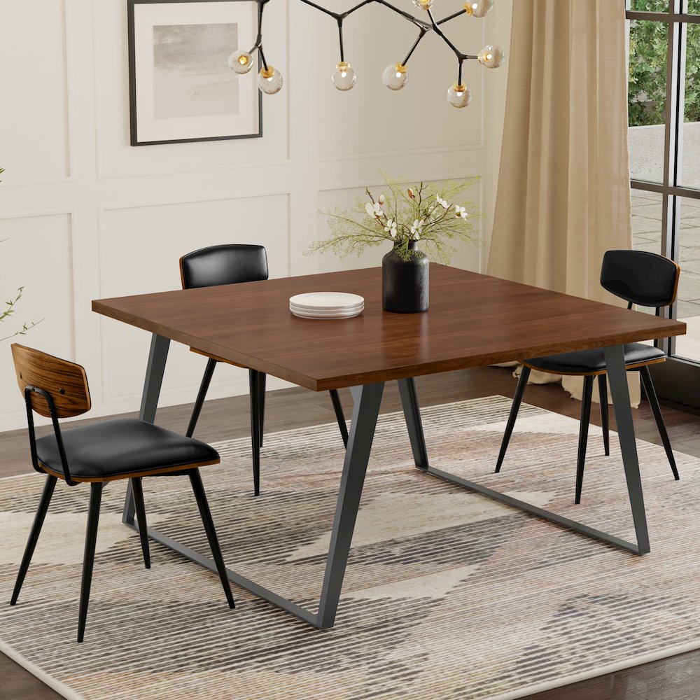 Lowry Square Dining Table In Walnut Veneer. Picture 2