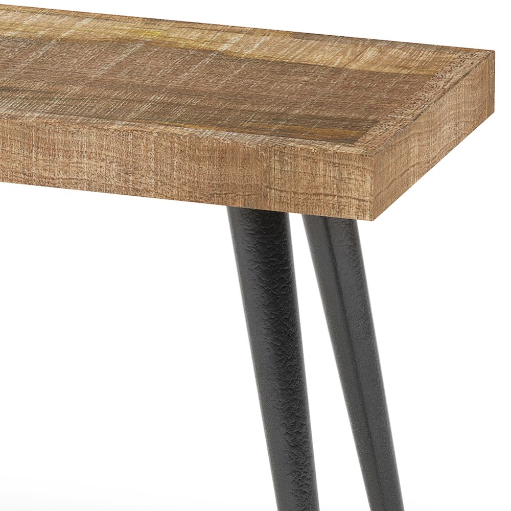 Durham Solid Mango Wood Bench In Distressed Natural. Picture 2