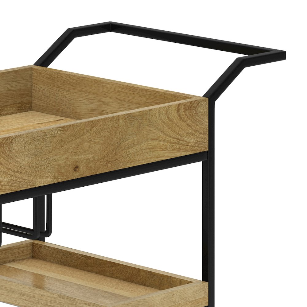 Barnes Solid Mango Wood 29 Inch Bar Cart In Natural. Picture 2