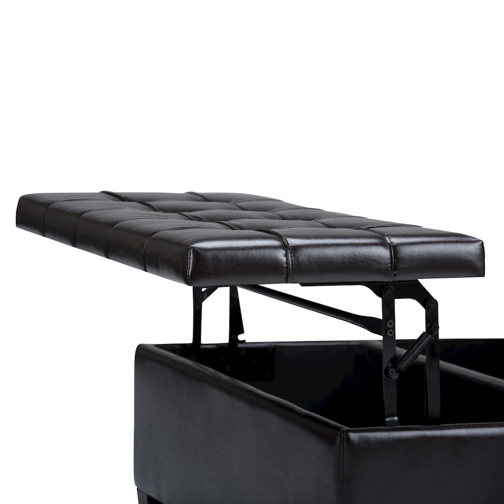 Harrison Coffee Table Storage Ottoman In Tanners Brown Vegan Faux Leather. Picture 4