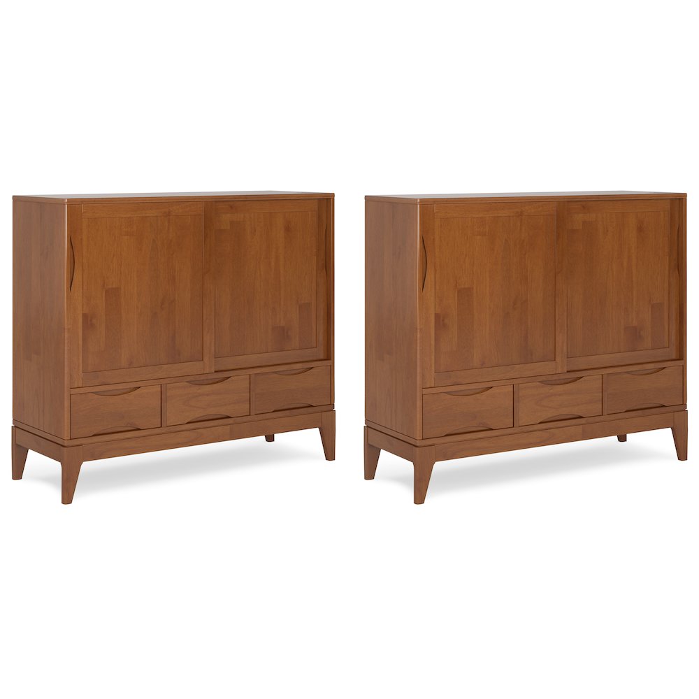Harper Solid Wood 48 Inch Storage Cabinet In Teak Brown (Set Of 2). Picture 1