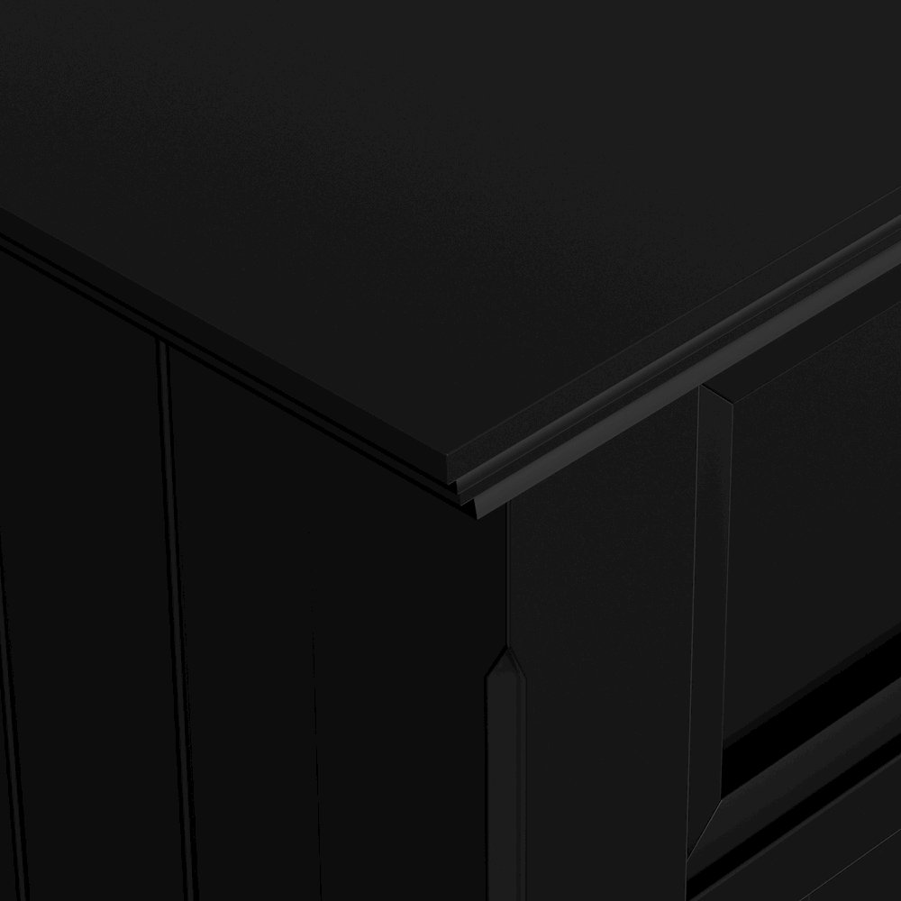 Solid Wood 48 inch Wide Storage Bench and 36 inch Wide Storage Cabinet in Black. Picture 6