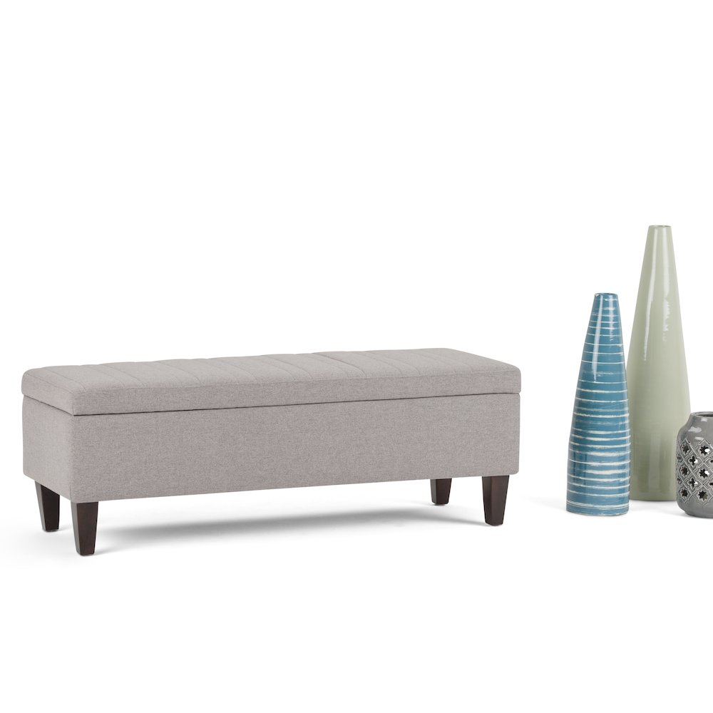 Monroe Storage Ottoman In Cloud Grey Linen Look Fabric. Picture 5