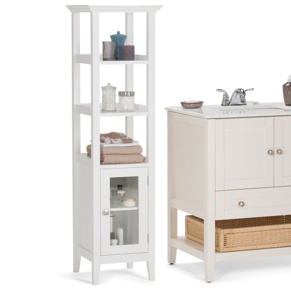 Acadian Bath Storage Tower in Pure White. Picture 10