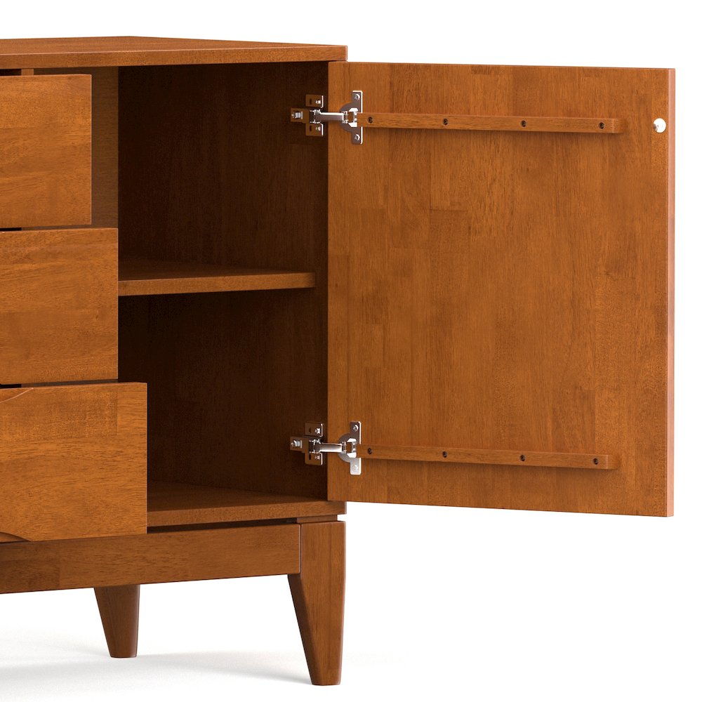 Harper 60 inch Wide Solid Hardwood Mid-Century Sideboard Buffet in Teak Brown. Picture 6