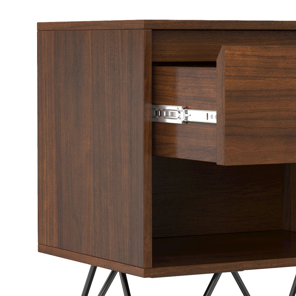 Hunter 20 inch Wide Industrial Modern Nightstand in Walnut Veneer. Picture 4