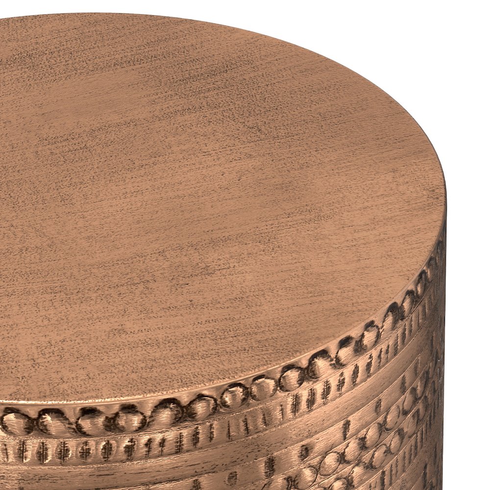 Johnsen Large Metal Accent Table In Antique Copper. Picture 9