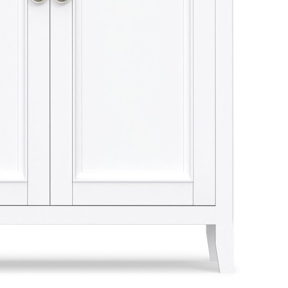 Amherst 66 inch Wide Solid Wood Transitional 4 Door Storage Cabinet in White. Picture 3