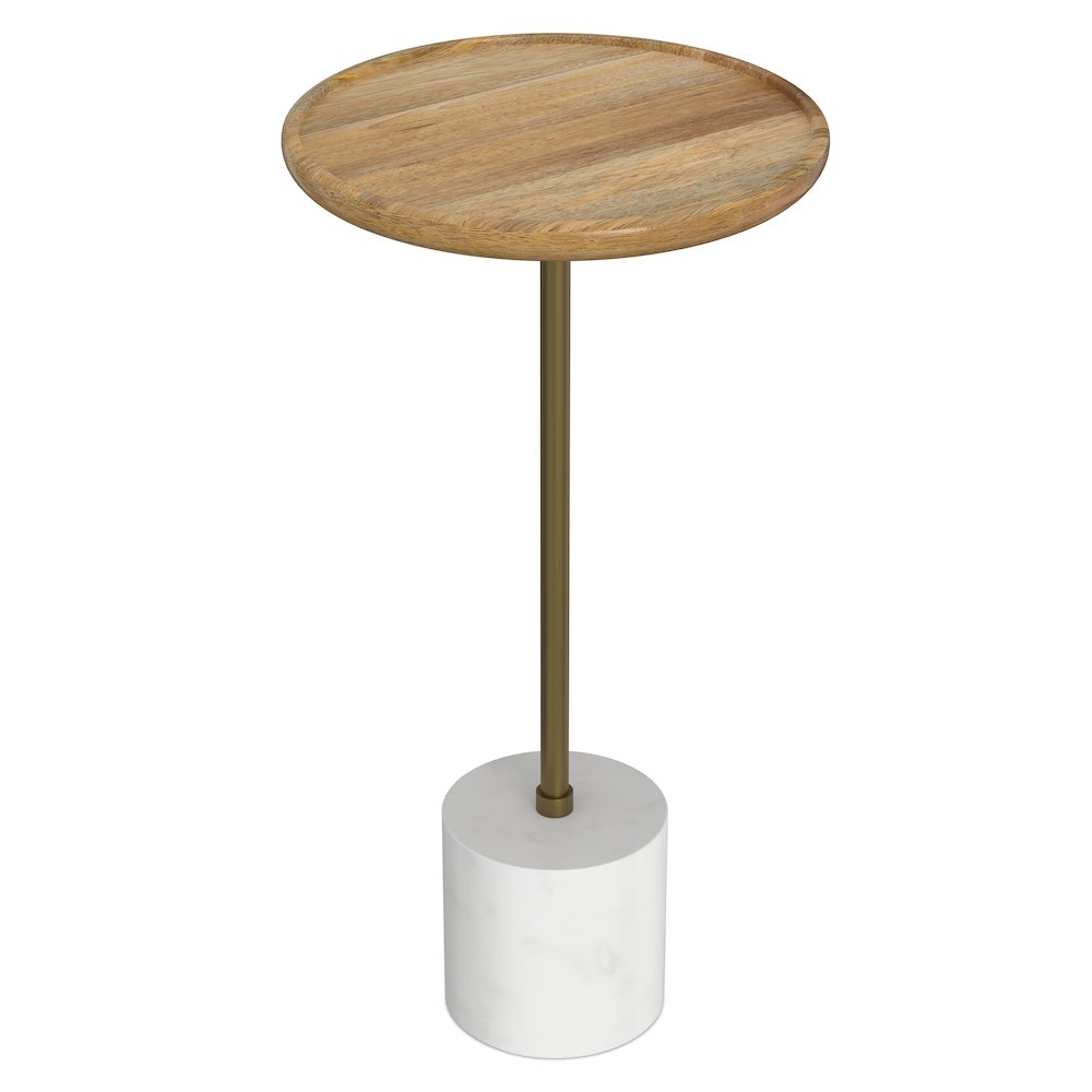 12"W Solid Mango/Genuine Marble/Iron Modern End Table. Picture 3