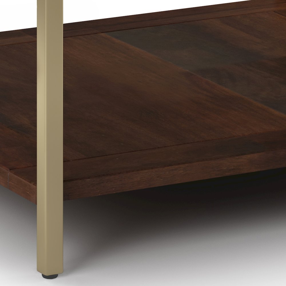 Skyler SOLID MANGO WOOD Square Coffee Table in Dark Brown / Gold. Picture 5