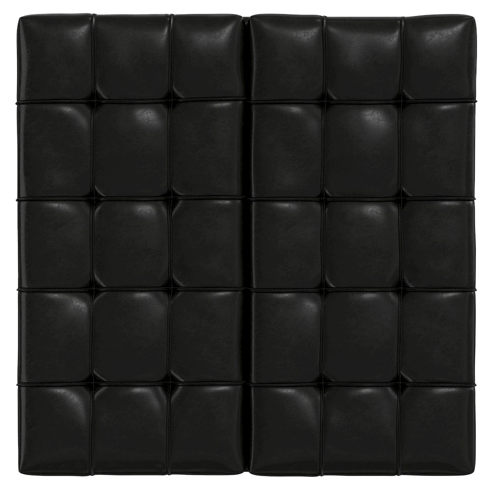 Mariah Lift Top Table Storage Ottoman in Midnight Black PU Black faux leather. Picture 5