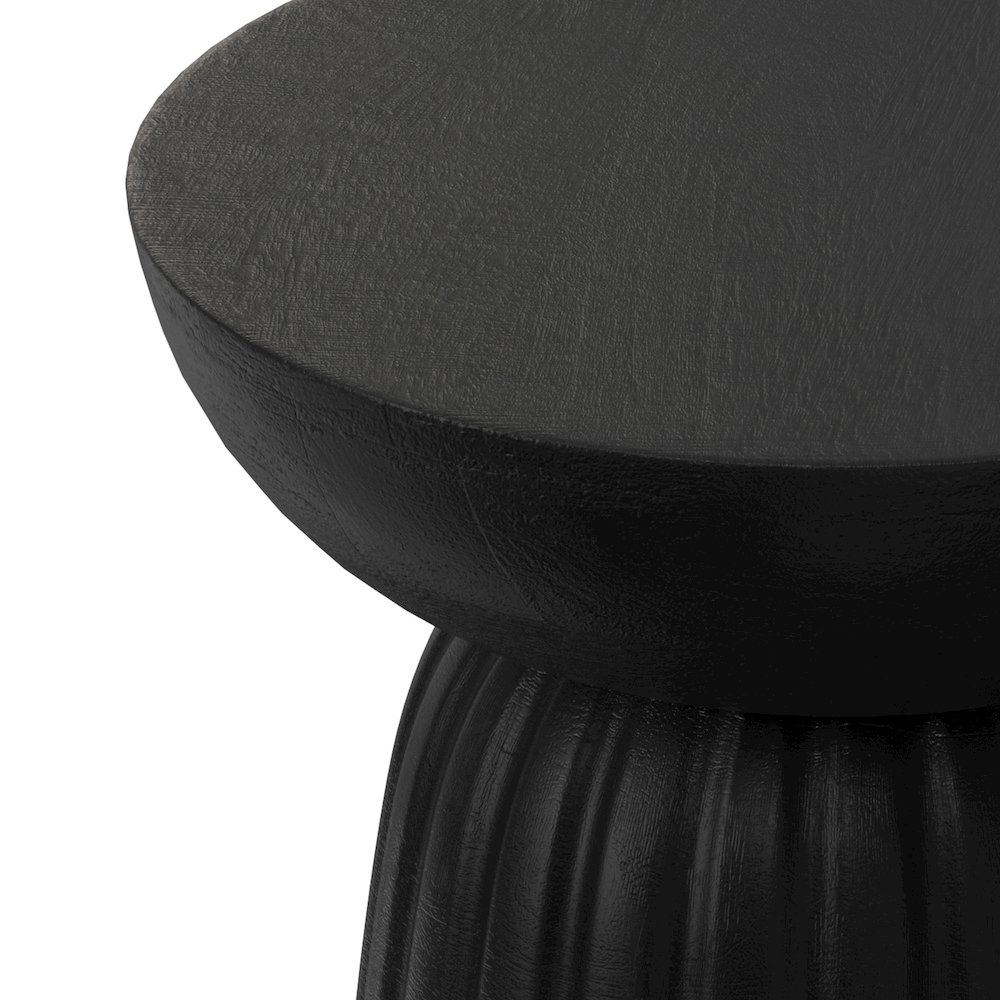 Boyd 13 inch Wide Solid Mango Contemporary Stripe Accent Table in Black. Picture 5