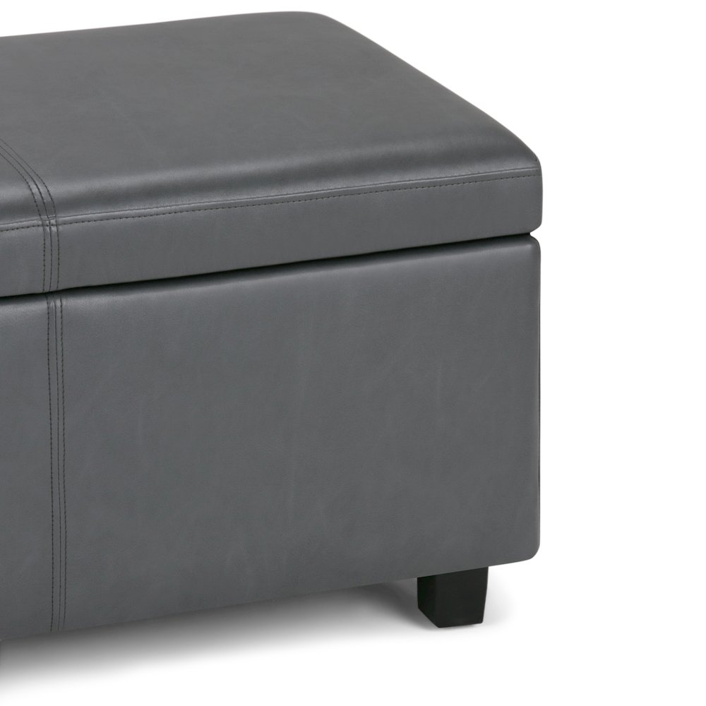 Avalon Storage Ottoman Bench In Stone Grey Vegan Faux Leather. Picture 3