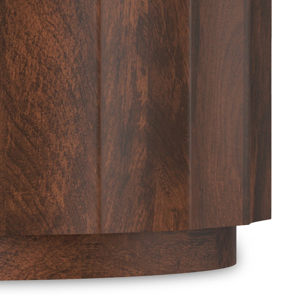 Solid Mango Wood 32 Inch Wide Round Contemporary Coffee Table In Walnut Brown. Picture 5