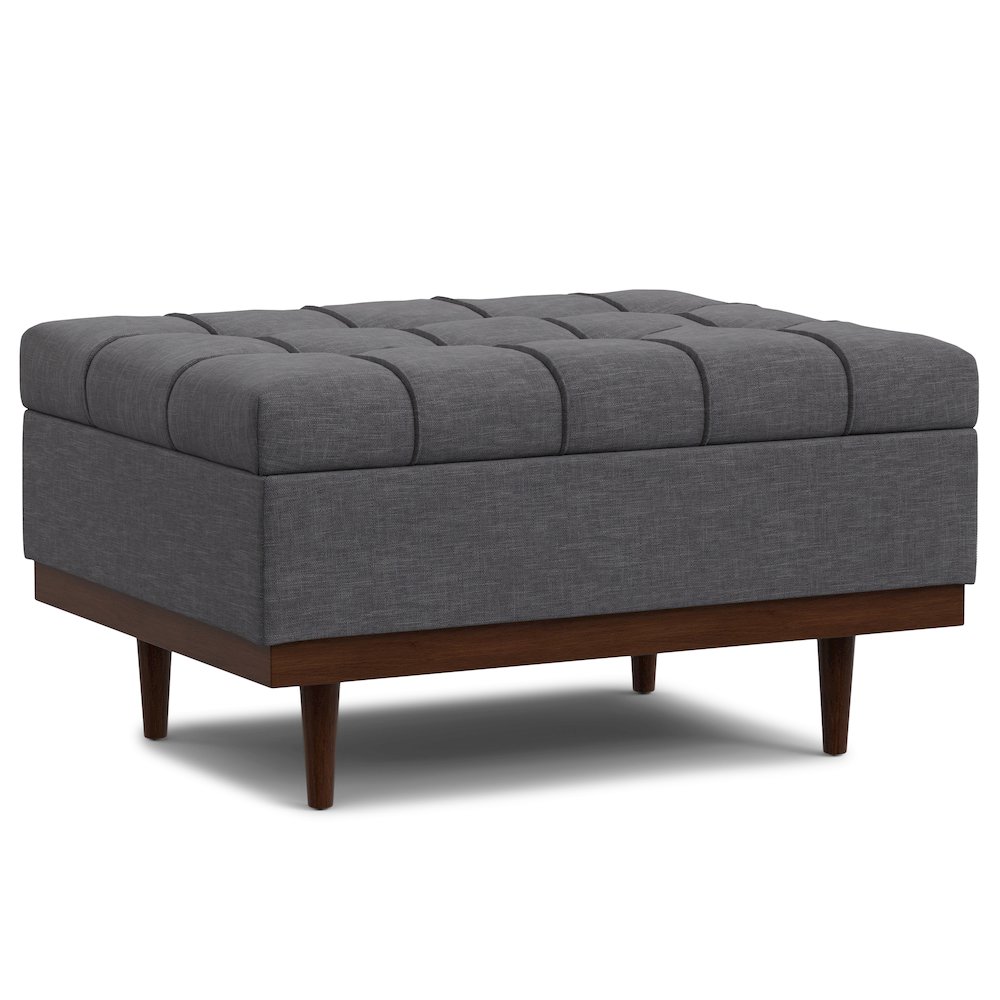 Mariah Coffee Table Storage Ottoman in Slate Grey  Polyester Linen. Picture 5
