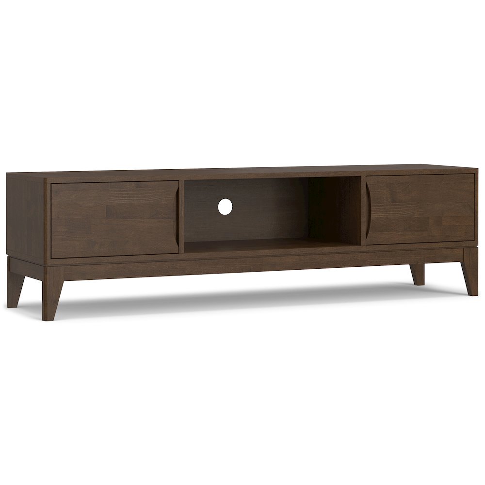 72 inch Wide TV Stand with Two 24 inch Wide Bookcases in Walnut Brown (Set of 3). Picture 2