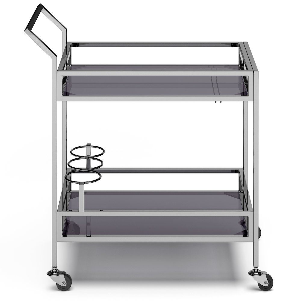 Watts 26 Inch Bar Cart In Chrome. Picture 3