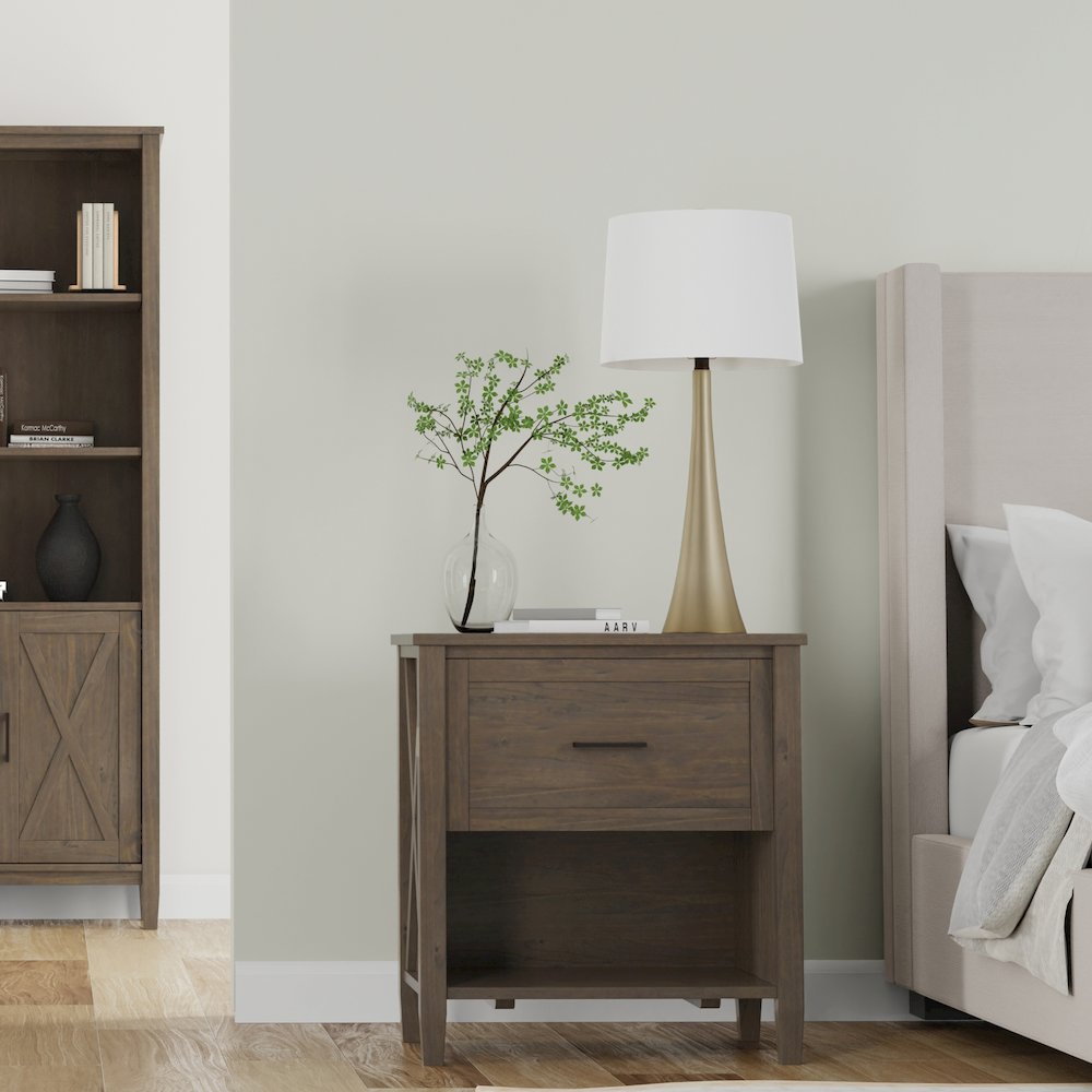 Ela Solid Wood Bedside Table In Smoky Brown. Picture 5