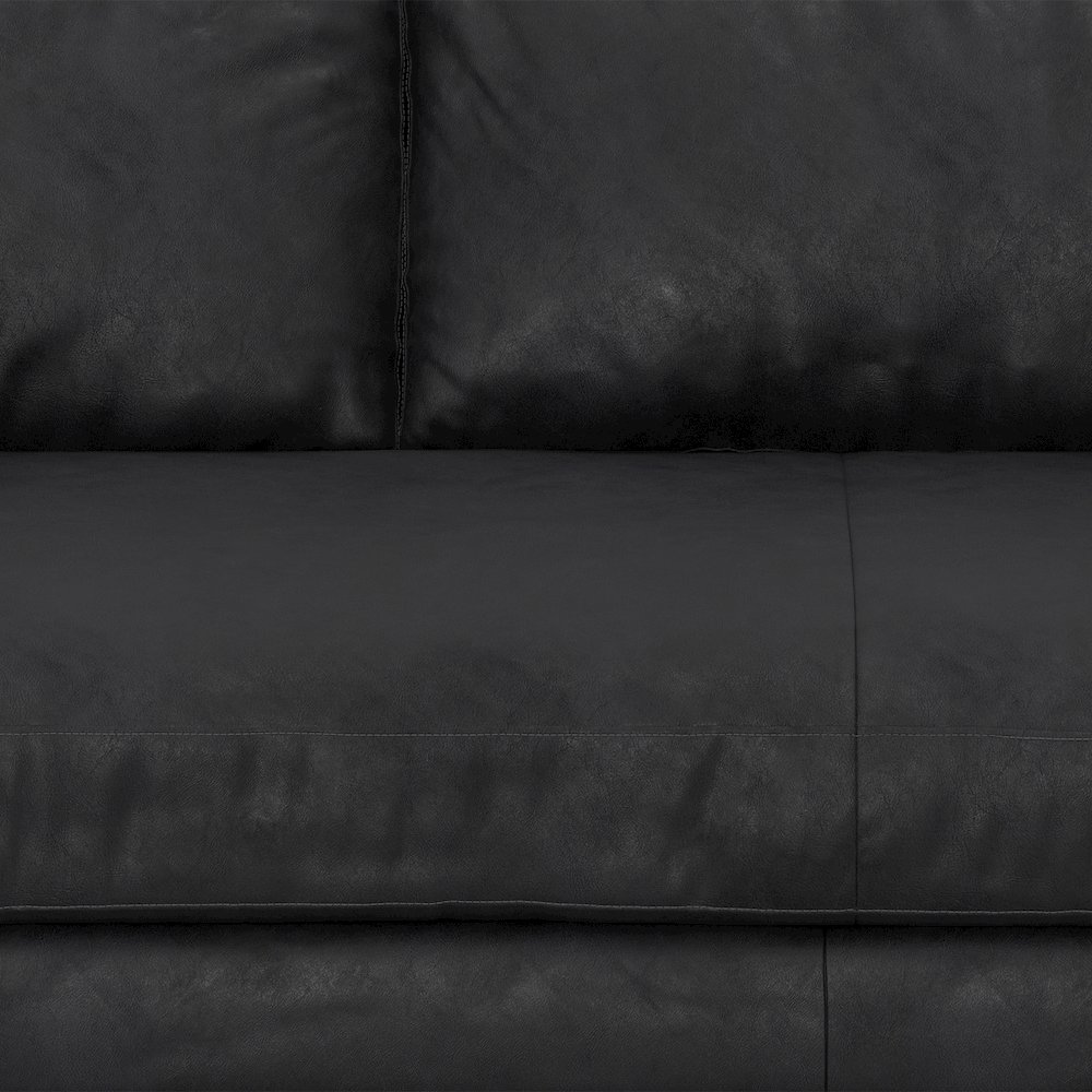 Morrison 89 Inch Wide Mid-Century Modern Sofa In Lead Black Genuine Leather. Picture 2