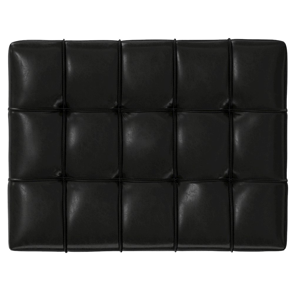 Mariah Coffee Table Storage Ottoman in Midnight Black  PU Black faux leather. Picture 4