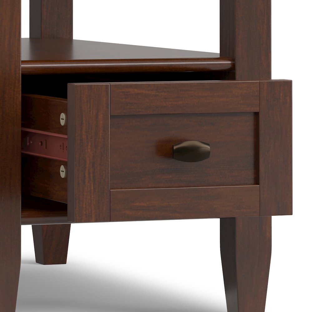 14 inch Wide Solid Wood Transitional Narrow Side Table in Russet Brown. Picture 4