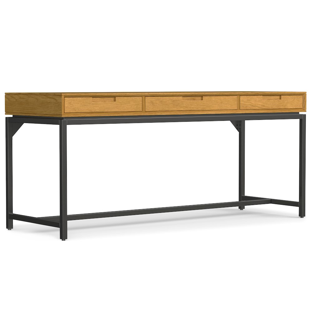 Industrial 72 inch Wide Desk with 30 inch Wide Bookcase in Oak (Set of 2). Picture 2